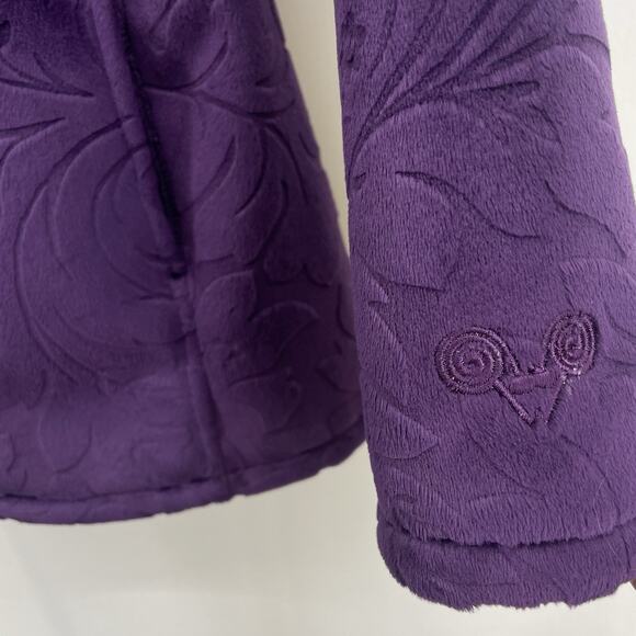 Wooly Bully Wear Colorado Size M Peacoat Purple Plush Floral Large Collar Womens - Picture 3 of 6